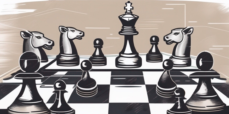 A chess board with various marketing tools as chess pieces