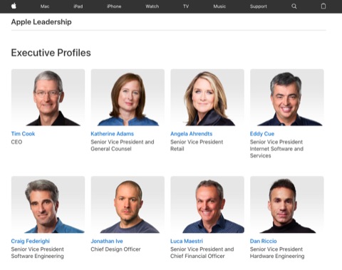 Current Leadership on Apple's Leadership Page