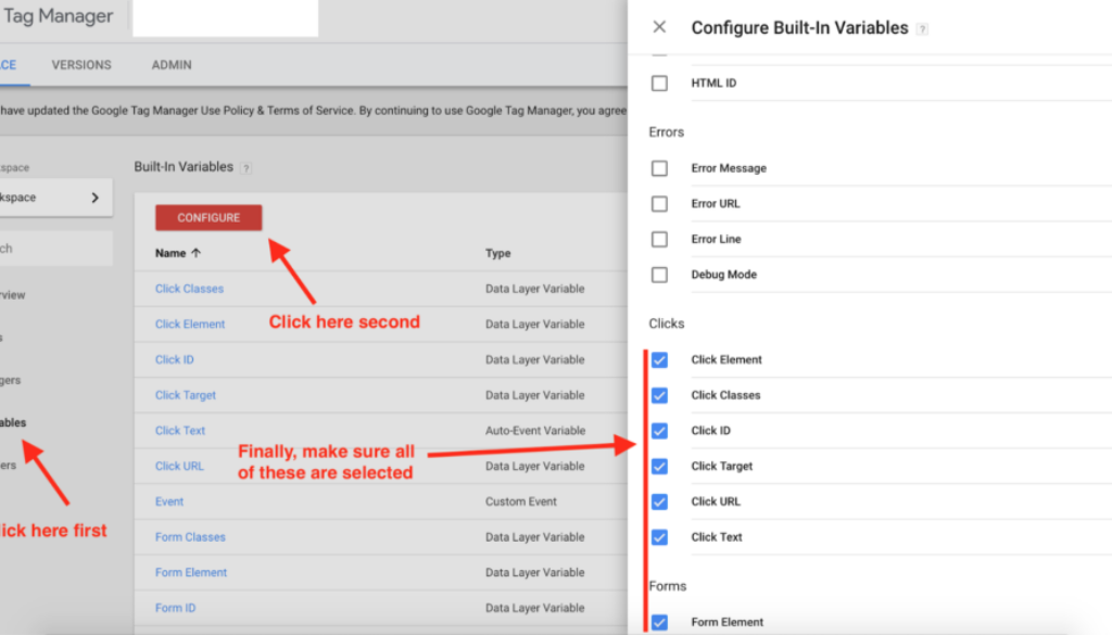 Google Tag Manager - Variable Config.