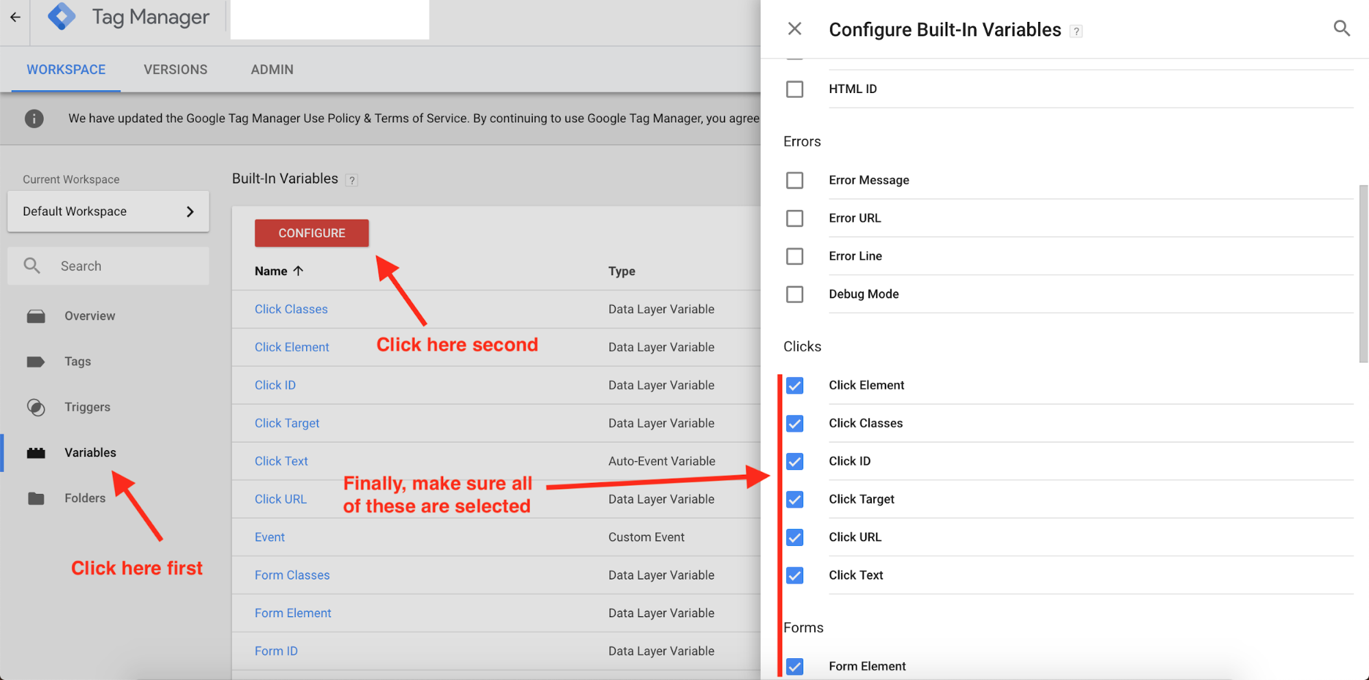 Google Tag Manager - Variable Config.