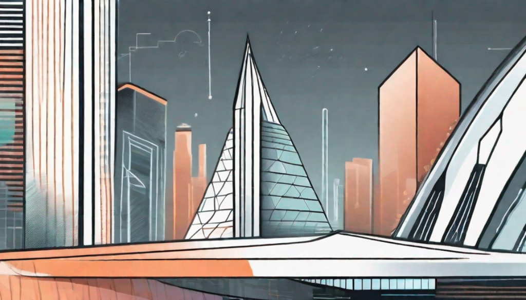 Two digital platforms represented as futuristic buildings