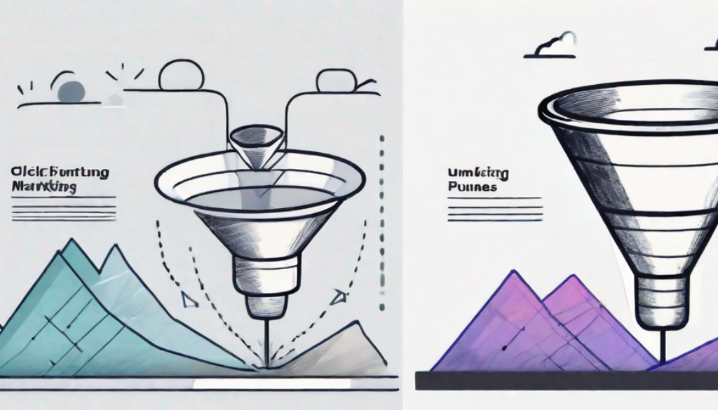 Two different styled funnels representing clickfunnels and unbounce