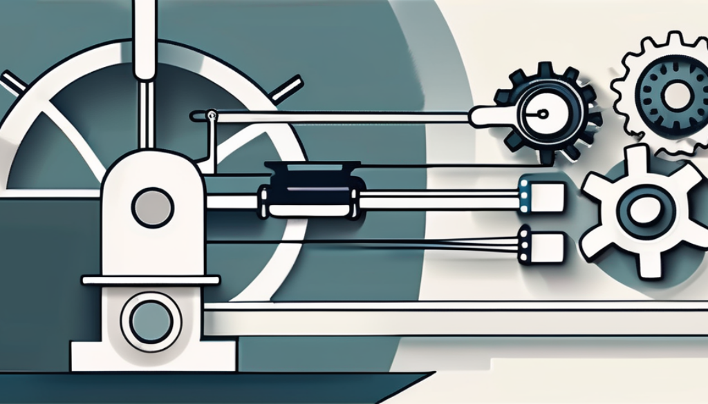 A complex machine with various gears and levers