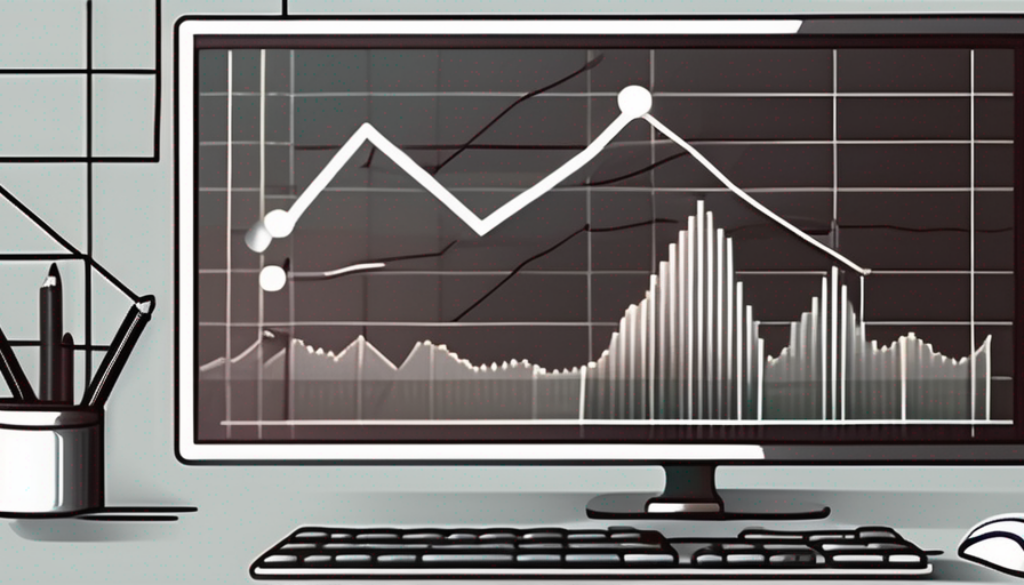 A computer screen displaying a graph chart that represents the increase in website traffic