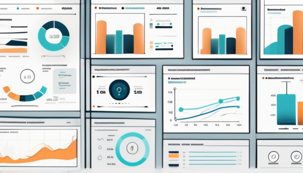 An analytical dashboard featuring various graphs