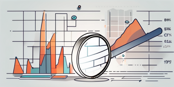 An upward-trending graph with a prominent magnifying glass focusing on the peak