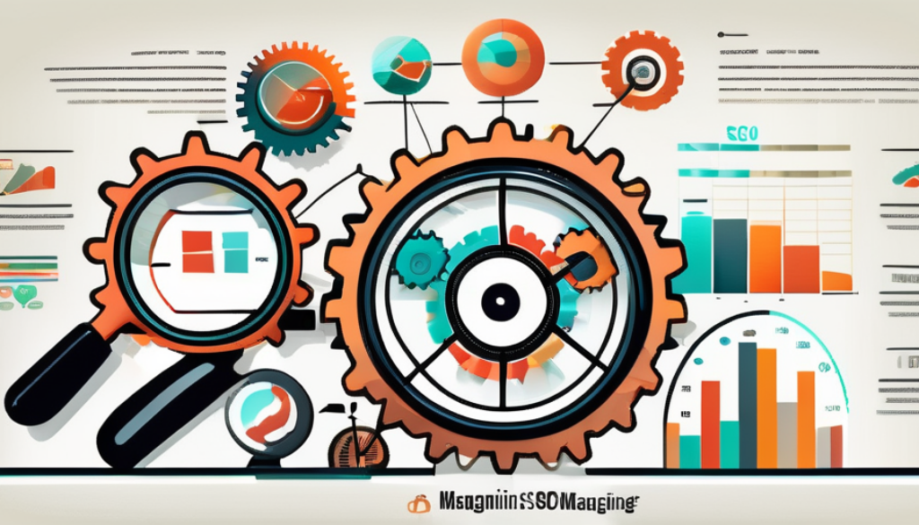 An engaging and colorful infographic-style representation of various seo tools